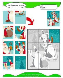 Puzzle Kes Yapıştır Çalışma Sayfaları